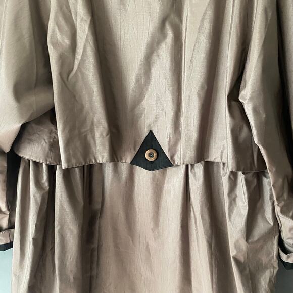 TOTES Vintage 80's 90's Womens 12P Trench Raincoat Two Tone Button Cinch Collar - Picture 4 of 16